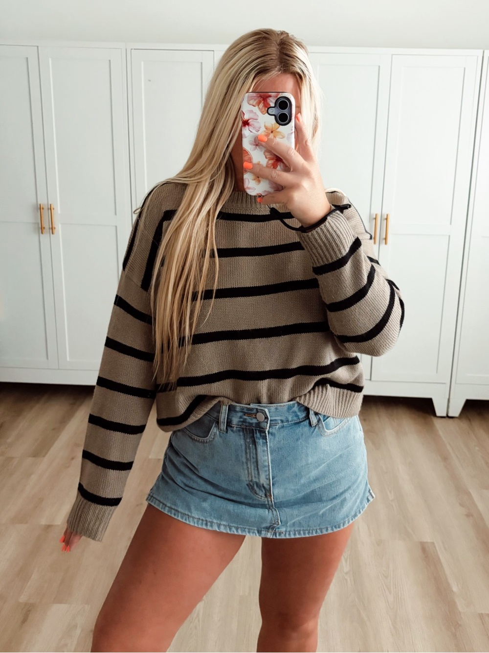Brown and black striped knit sweater